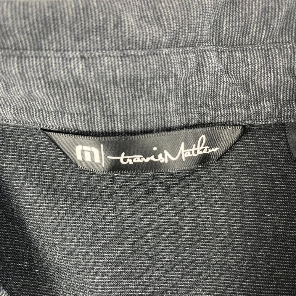 TravisMathew Mens XL Charcoal Gray Polo Shirt Heathered Short Sleeve Logo